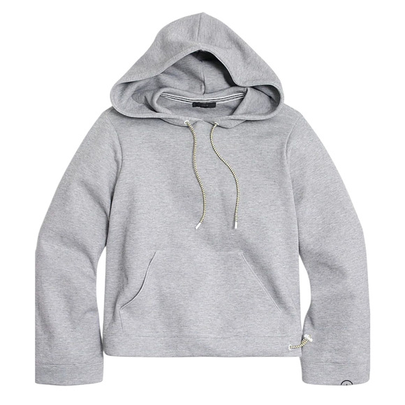 J. Crew Cropped Hoodie Sweatshirt Gray Wide Sleeve Cotton Blend Bungee Small - Picture 1 of 9